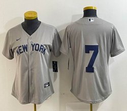 Youth Nike New York Yankees #7 Mickey Mantle gray MLB baseball Jersey 01