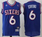 Philadelphia 76ers #6 Julius Erving blue throwback NBA basketball jersey