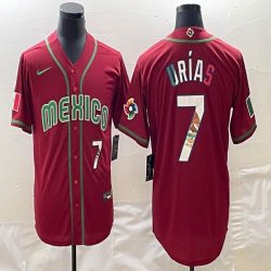 2023 World Cup Mexico #7 Julio Urias red blank majestic baseball jerseys 29