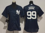 Custom New York Yankees #99 Judge blue women majestic baseball jersey