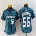 Women American League #56 Randy Arozarena American League Teal 2023 Baseball Jersey