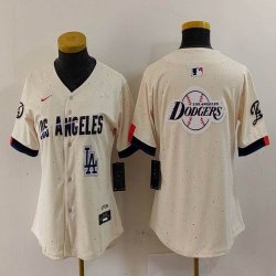 Women Nike Los Angeles Dodgers blank beige fashion MLB baseball Jersey 11