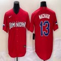 2023 World Cup Dominican Republic's #13 Manny Machado red majestic baseball jerseys 06