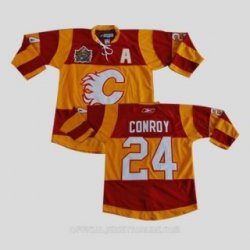 Calgary Flames #24 CONROY red yellow nhl jersey