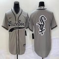 Nike Chicago White Sox blank gray majestic baseball jersey big logo Joint name -BD 02