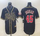 Nike Chicago Bulls 45# Michael Jordan black baseball jerseys Joint name-BD