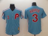 Philadelphia Phillies #3 Bryce Harper blue throwback baseball jersey