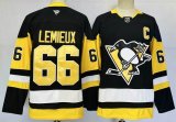 Pittsburgh Penguins #66 M.Lemieux black yellow nhl hockey Jersey C patch -PD