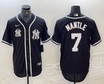 Nike New York Yankees #7 Mickey Mantle black majestic baseball Jersey Joint name -BD 01