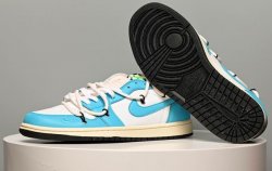 Women 2023 Air Jordan 1 basketball Shoes skyblue white black