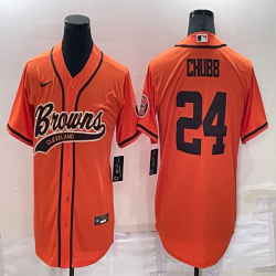 Nike Cleveland Browns #24 Nick Chubb orange baseball jerseys Joint name-BD