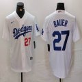 Nike Los Angeles Dodgers #27 Trevor Bauer white MLB baseball Jersey 01