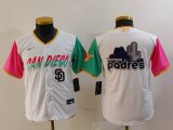 Youth Nike San Diego Padres blank white green pink MLB Baseball jerseys-BD 03