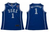 Duke Blue Devils #1 Zion Williamson blue V Neck College Basketball Elite Jersey - GLT