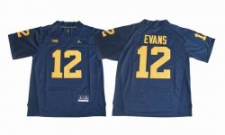 Jordan Brand Michigan Wolverines 12 Evens blue college football jersey