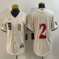 Women Nike Texas Rangers #2 Marcus Semien beige majestic baseball jerseys city version 01