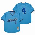 Milwaukee Brewers #4 Paul Molitor Blue throwback mlb jersey