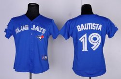 MLB Women Toronto Blue Jays 19 Bautista Blue Jersey