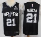 Nike San Antonio Spurs Tim Duncan #21 black nba basketball jersey-S8