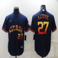 Nike Houston Astros #27 Jose Altuve dark blue majestic baseball jerseys rainbow version