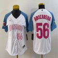 Women 2023 World Cup Mexico #56 Randy Arozarena white skyblue majestic baseball jerseys 20