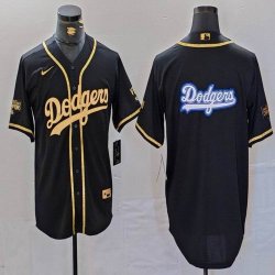 Nike Los Angeles Dodgers blank black gold fashion baseball jerseys 06