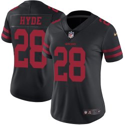 Women 49ers #28 Carlos Hyde black nike Color Rush Limited Jersey