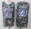 Los Angeles Lakers #23 LeBron James green camo basketball jersey-S8