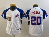 Youth Nike Atlanta Braves #20 Marcell Ozuna white majestic baseball MLB Jerseys -BD 03