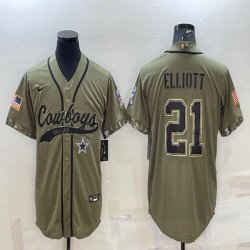 Nike Dallas Cowboys #21 Ezekiel Elliott Salute to Service Retired Limited Jersey Joint name-BD