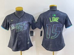 Women Nike Tampa Bay Rays #15 Lowe black majestic baseball jersey city version