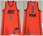 Nike Oklahoma City Thunder #0 Russell Westbrook orange basketball jersey-HL