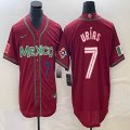 2023 World Cup Mexico #7 Julio Urias red majestic baseball jerseys 89