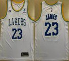 Nike Los Angeless Lakers #23 LeBron James white basketball Jerseys-XD