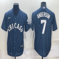 Nike Chicago White Sox #7 Anderson blue throwback majestic Baseball Jersey -BD