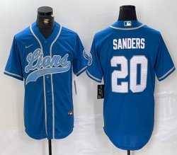 Nike Detroit Lions #20 Barry Sanders blue baseball Joint name -BD