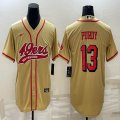 Nike San Francisco 49ers #13 Brock Purdy yellow baseball jerseys Joint name-BD 01