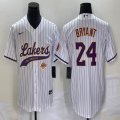 Nike Los Angeless Lakers #24 Kobe Bryant white baseball jerseys Joint name-BD 02