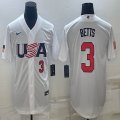 2023 World Cup #3 Mookie Betts white USA majestic baseball jerseys 06