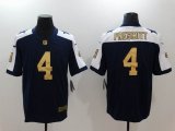 Nike Dallas Cowboys #4 Dak Prescott blue white Color Rush Limited Jersey Gold lettering