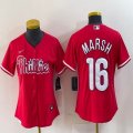 Women Nike Philadelphia Phillies #16 Marsh red majestic baseball jersey