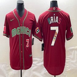 2023 World Cup Mexico #7 Julio Urias red blank majestic baseball jerseys 22