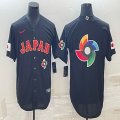 2023 World Cup Japan blank black majestic baseball jerseys 07