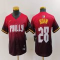 Youth Nike Philadelphia Phillies #28 Alec Bohm red majestaic baseball jersey city version