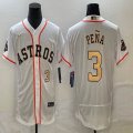 Nike Houston #3 Jeremy Pena white gold Flexbase Authentic Collection Jersey 03