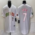 2023 World Cup Mexico #7 Julio Urias white majestic baseball jerseys 84