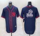 Nike New York Yankees blank blue MLB baseball Jersey Joint name big logo -BD 29