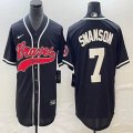 Nike Atlanta Braves #7 Dansby Swanson black MLB Baseball jerseys Joint name-BD