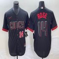 Nike Cincinnati Reds #14 Pete Rose black majestic baseball jerseys Joint name-BD 01