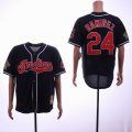 Cleveland Indians #24 Manny Ramirez throwback Blue mlb jerseys